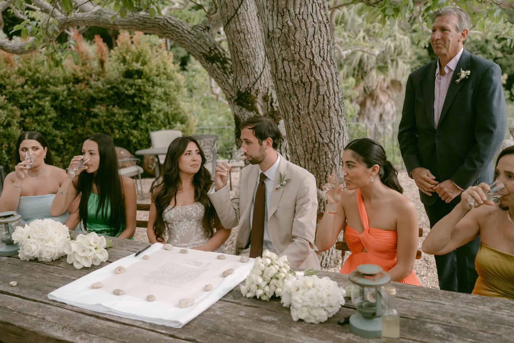Jacqueline and Andrew at the ketubah signing before their wedding ceremony in Sintra.