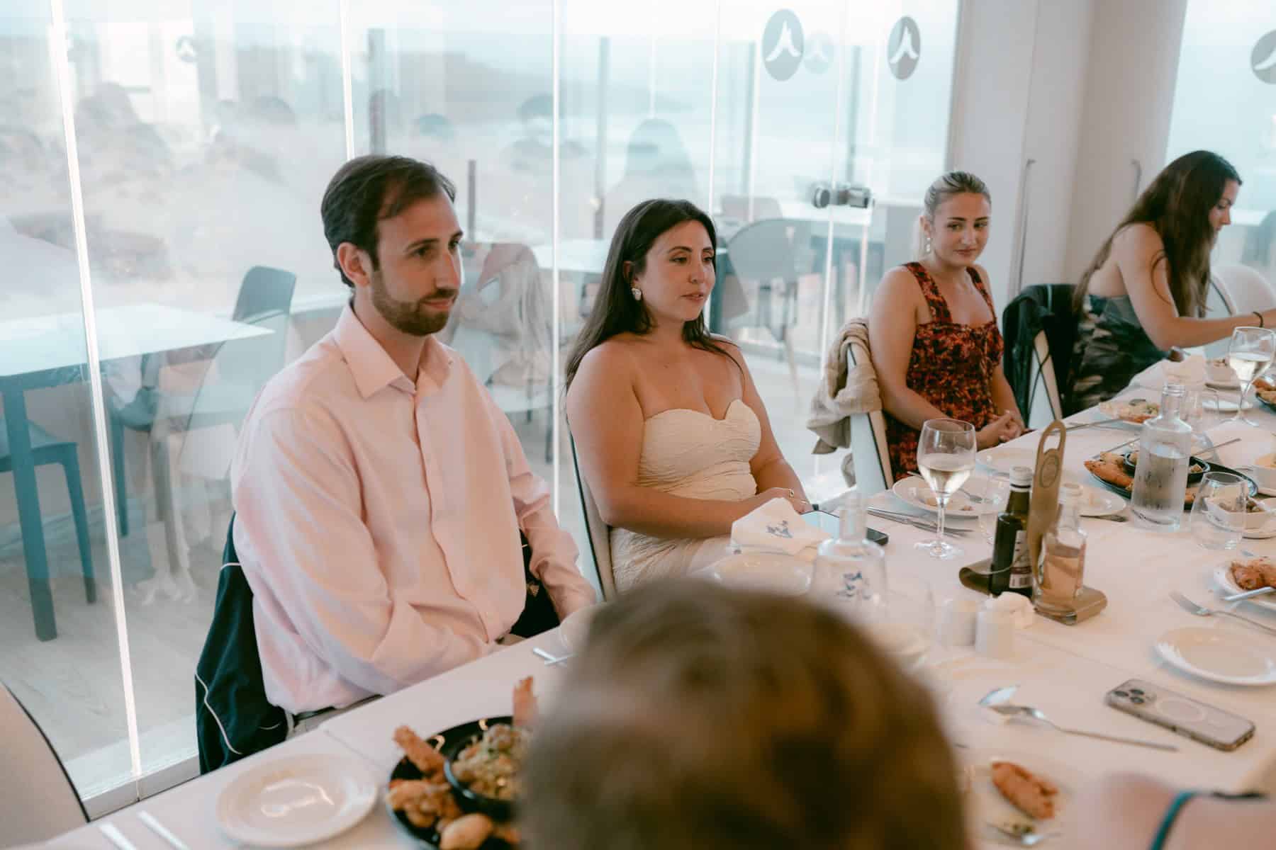 Jacqueline and Andrew at their welcome dinner at Mar do Guincho in Cascais.