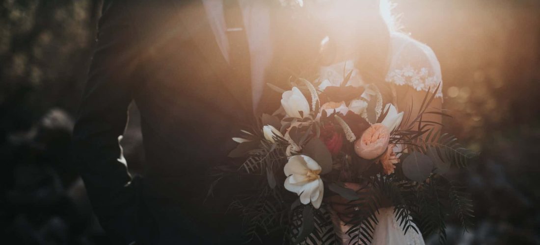 A couple at their wedding day.